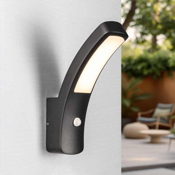 Moderne muurlamp Noah met sensor - zwart