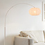 Japandi booglamp Marell – beige armatuur met linnen kap