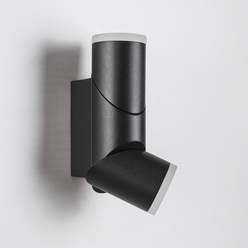 Verstelbare ronde buitenwandlamp Tess - zwart