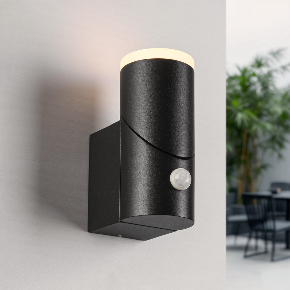 Verstelbare wandlamp buiten Demy met sensor - zwart