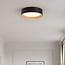 LED-plafondlamp Larios, 3-staps dimbaar Ø29 cm - zwart met houtaccent