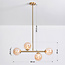 4-lichts hanglamp Asun - amber glas en goud