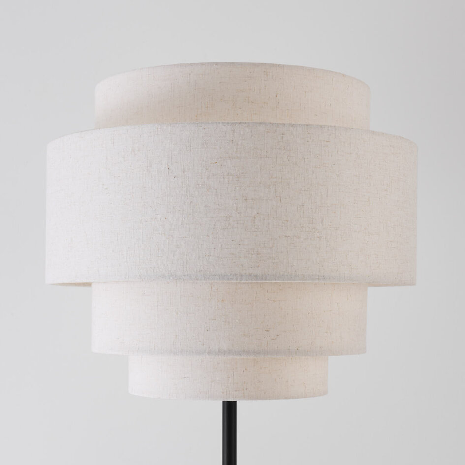 Moderne vloerlamp Zhuo zwart met linnen kap