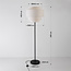 Moderne vloerlamp Zhuo zwart met linnen kap