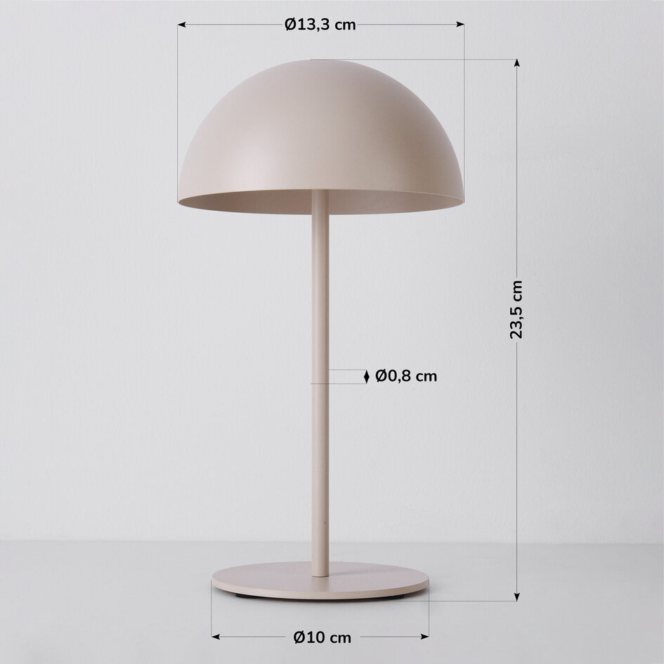 Oplaadbare mushroom tafellamp Vanta - beige met geïntegreerde dimbare LED