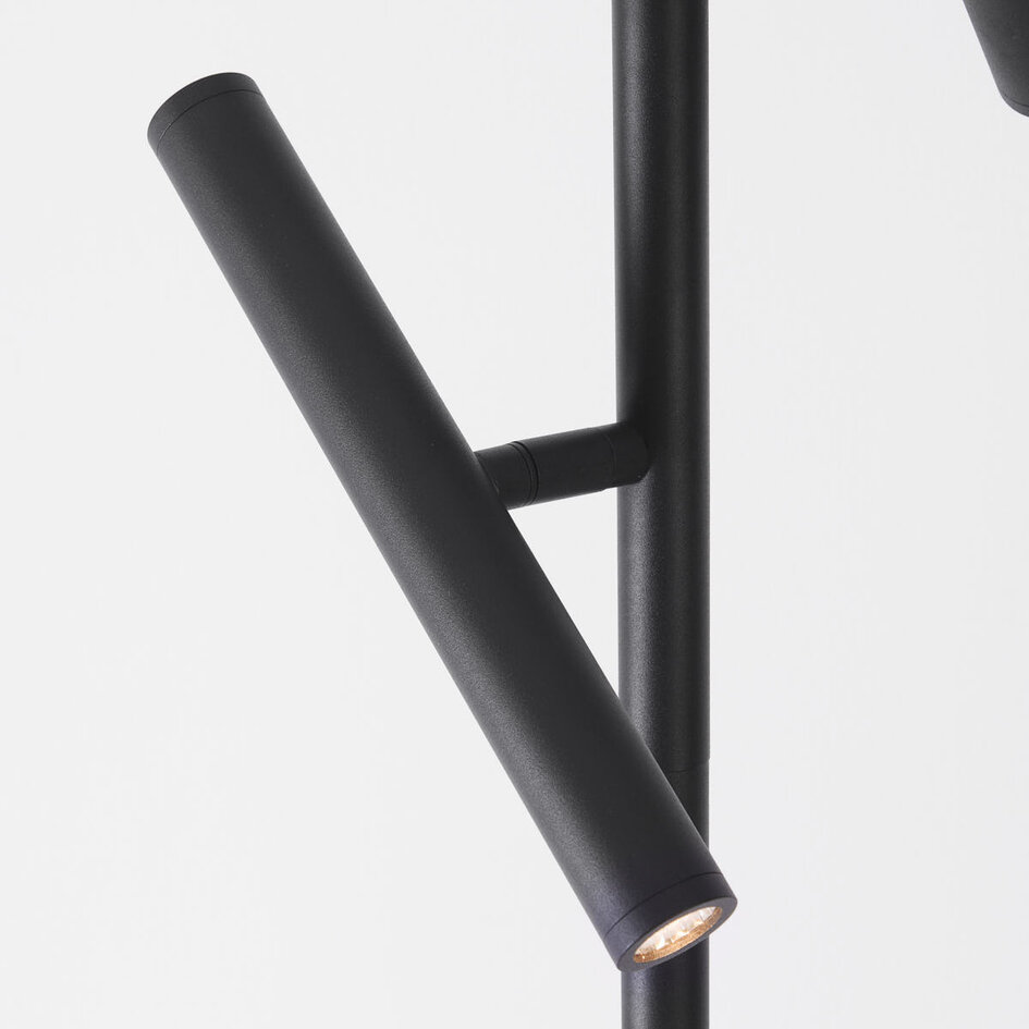 Vloerlamp Zhan in zwart met drie draaibare spots en touchdimmer