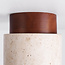Plafondlamp Khada van travertin (natuursteen) en hout