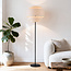 Moderne vloerlamp Zhuo zwart met linnen kap