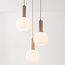 3-lichts beige hanglamp Imme met melkwitte glazen kappen
