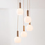 Hanglamp Imme 5-lichts in beige met melkwitte kappen
