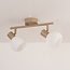 Draaibare plafondlamp Phiene met twee melkwitte glazen kappen - beige