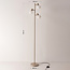 Vloerlamp Pieta in beige met drie draaibare spots van melkwit glas