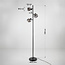 Zwarte staande lamp met smoke grijs glas en spiegeleffect, 3-lichts - Jesse