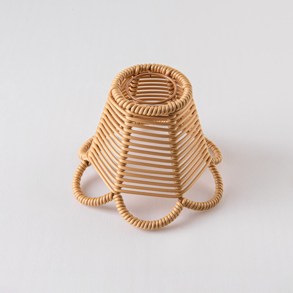 Prikkabel kap in rotanlook - houtkleur