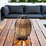 Solar lantaarn Photis – draadloze buitenlamp met warme houtkleur