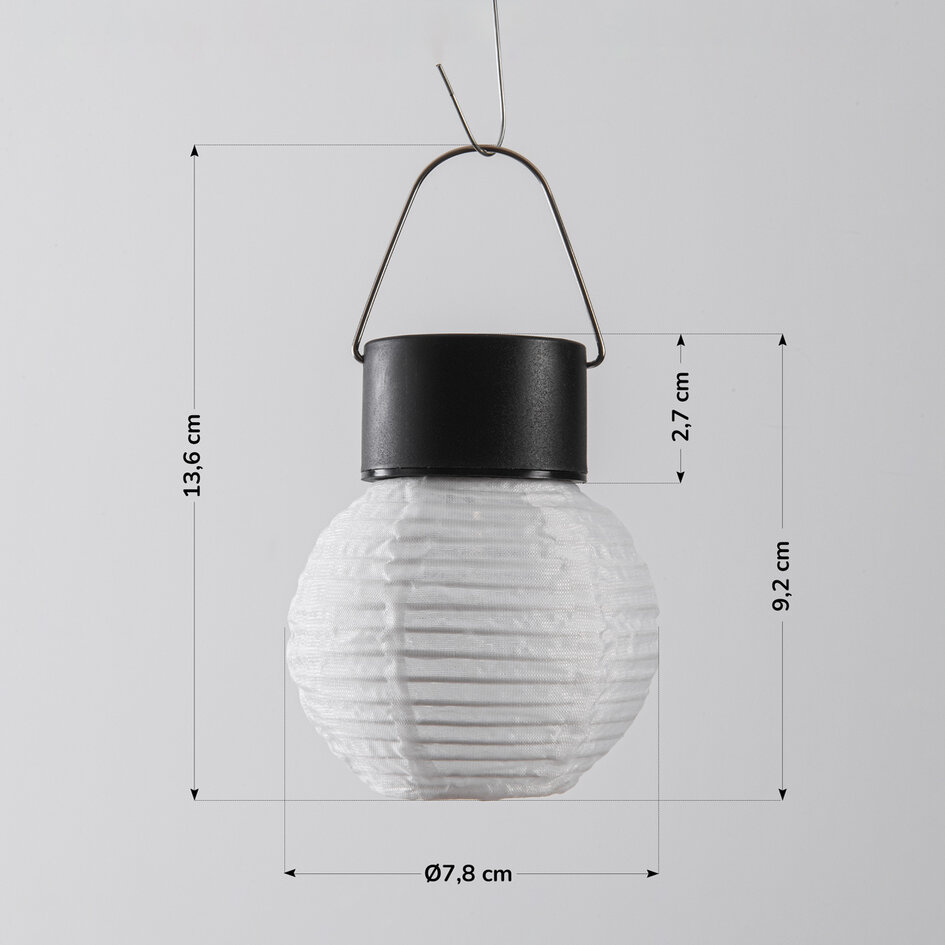 Solar lampion Soleni – hanglamp op zonne-energie van wit nylon