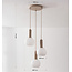 3-lichts beige hanglamp Imme met melkwitte glazen kappen