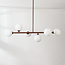 6-lichts hanglamp Aster - bruin met melkwit glas