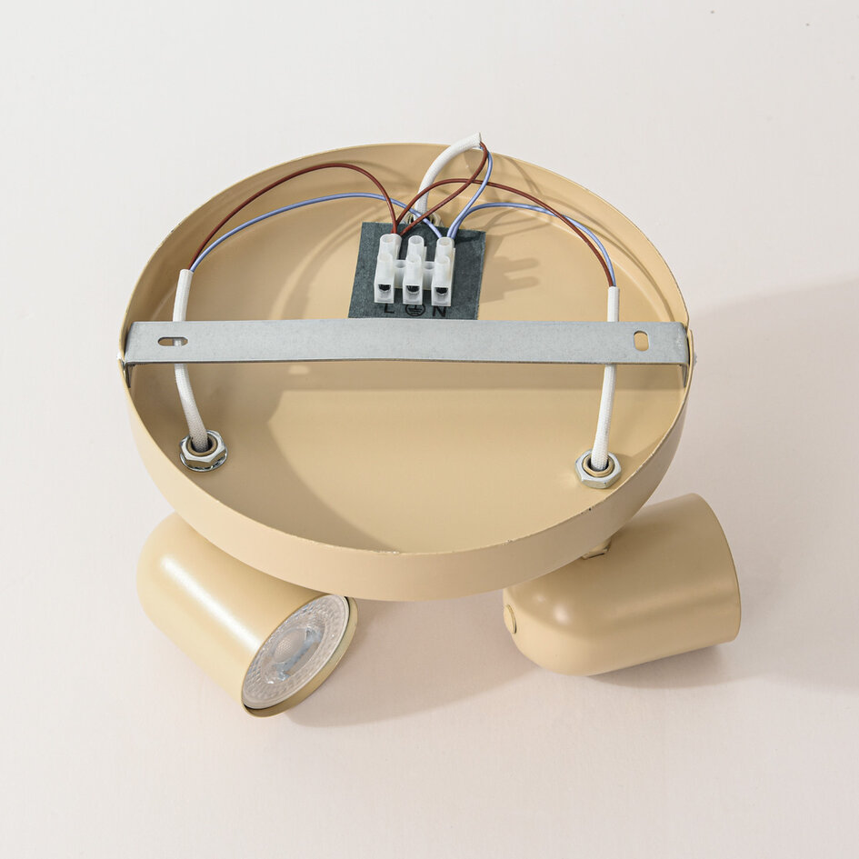 3-lichts plafondlamp Caro in beige met verstelbare spots