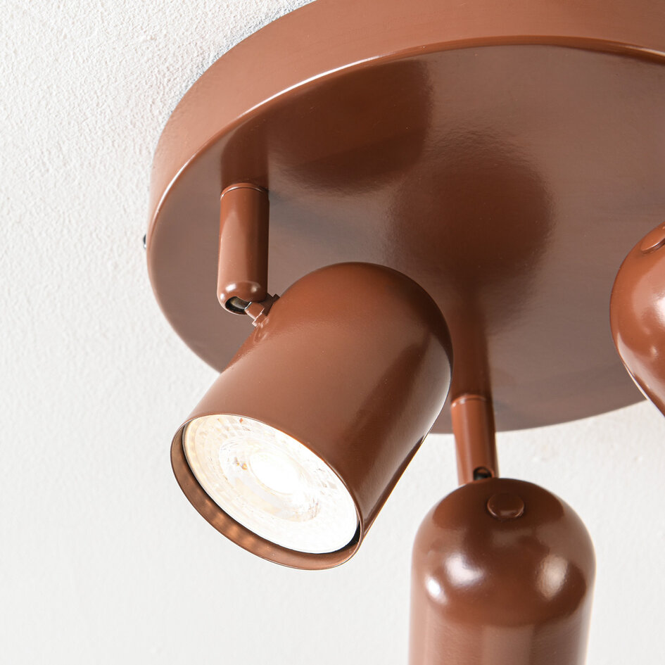 3-lichts bruine plafondlamp met verstelbare spots - Caro