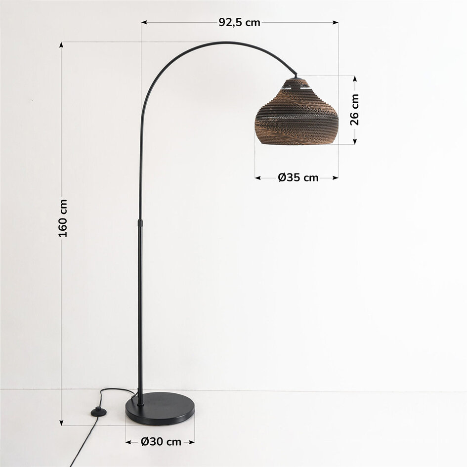 Kartonnen vloerlamp Ilja met zwenkbare kap