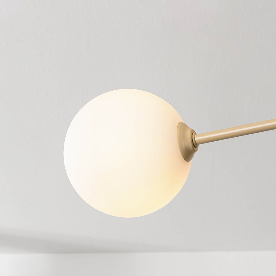 Beige plafondlamp Stiri 4-lichts met melkwit glas