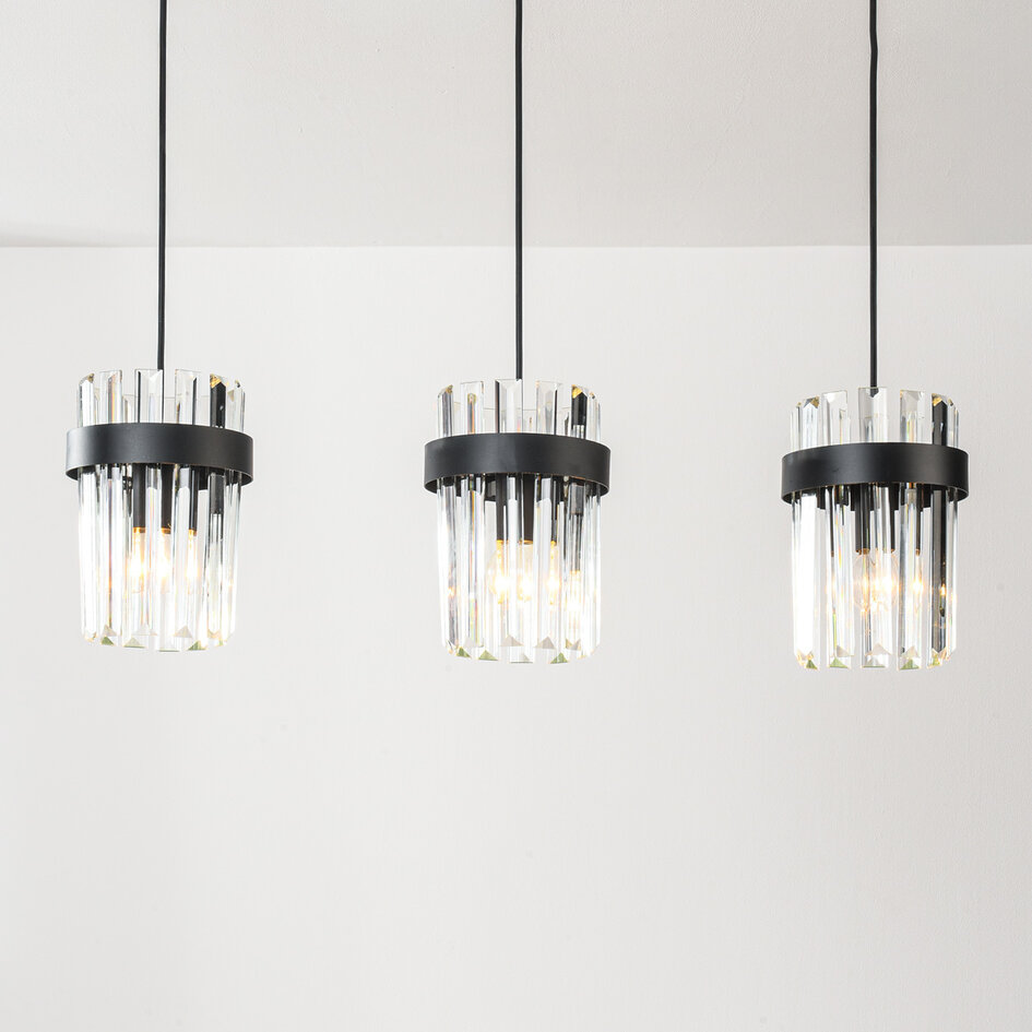 Moderne 3-lichts hanglamp Elvira met luxe helder glas