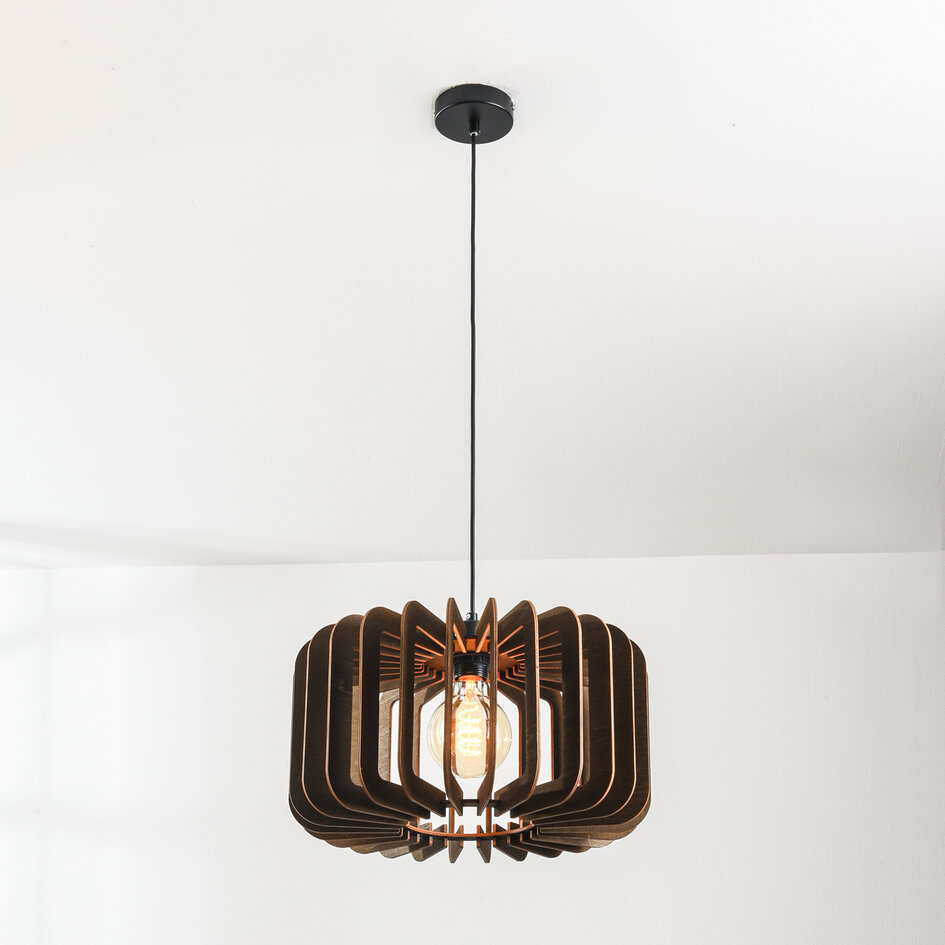 Hanglamp Inzai van donker hout – rond