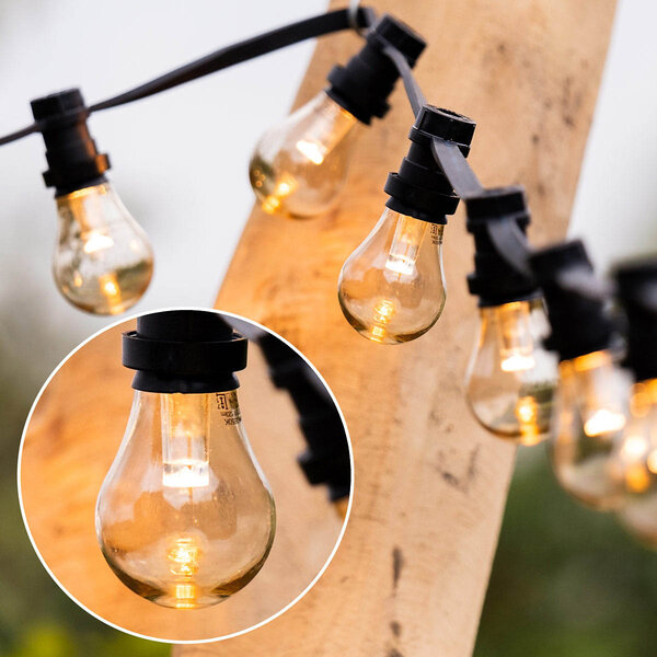 Prikkabel set met 2 watt dimbare LED lampen met grote kap en lens