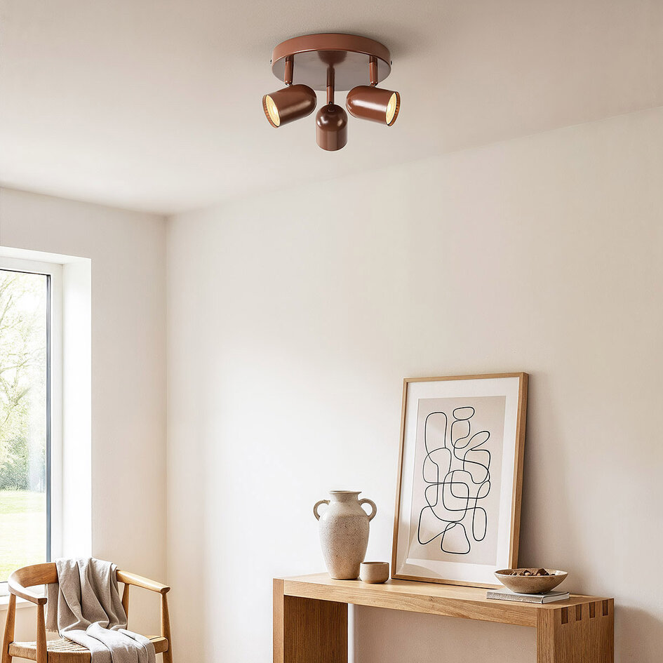 3-lichts bruine plafondlamp met verstelbare spots - Caro