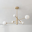 6-lichts plafondlamp Sest - beige met melkwit glas