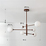 6-lichts plafondlamp Sest - bruin met melkwit glas