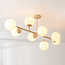 Design plafondlamp Osem beige met melkwit glazen bollen - 8-lichts