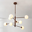8-lichts plafondlamp Oito - bruin met melkwit glas, draaibaar