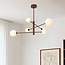 6-lichts plafondlamp Sest - bruin met melkwit glas