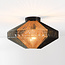 Boho-chic plafondlamp Skima van zwart en naturel touw