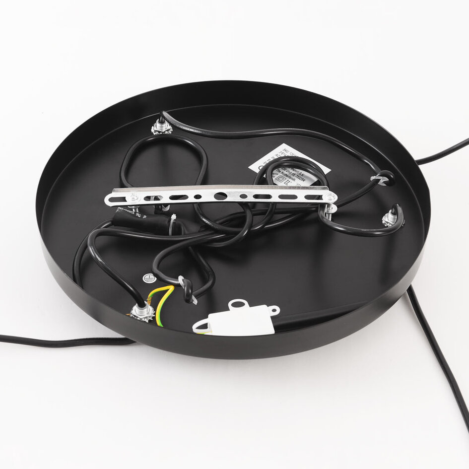 Hanglamp Lumra van touw in zwart en naturel – 3-lichts