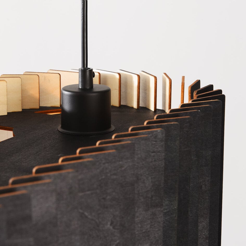 Zwarte houten hanglamp Hema met natuurlijke binnenkant – 3-lichts