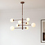 8-lichts plafondlamp Oito - bruin met melkwit glas, draaibaar