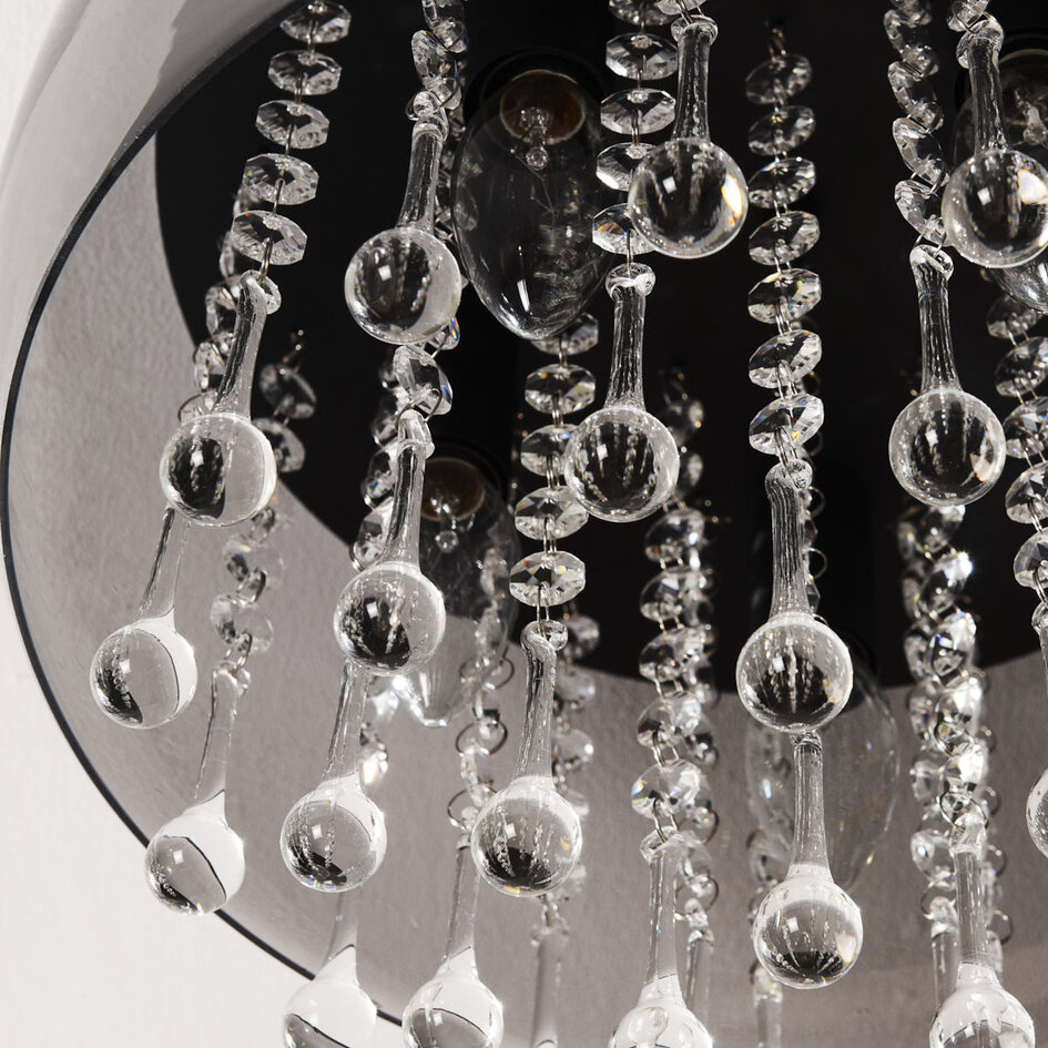 Plafondlamp Zafira met smoke glas en kristalaccenten