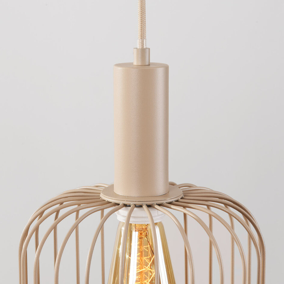 3-lichts hanglamp Nudee met beige metalen kappen