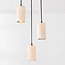 3-lichts hanglamp Velea met spots in warme travertinlook