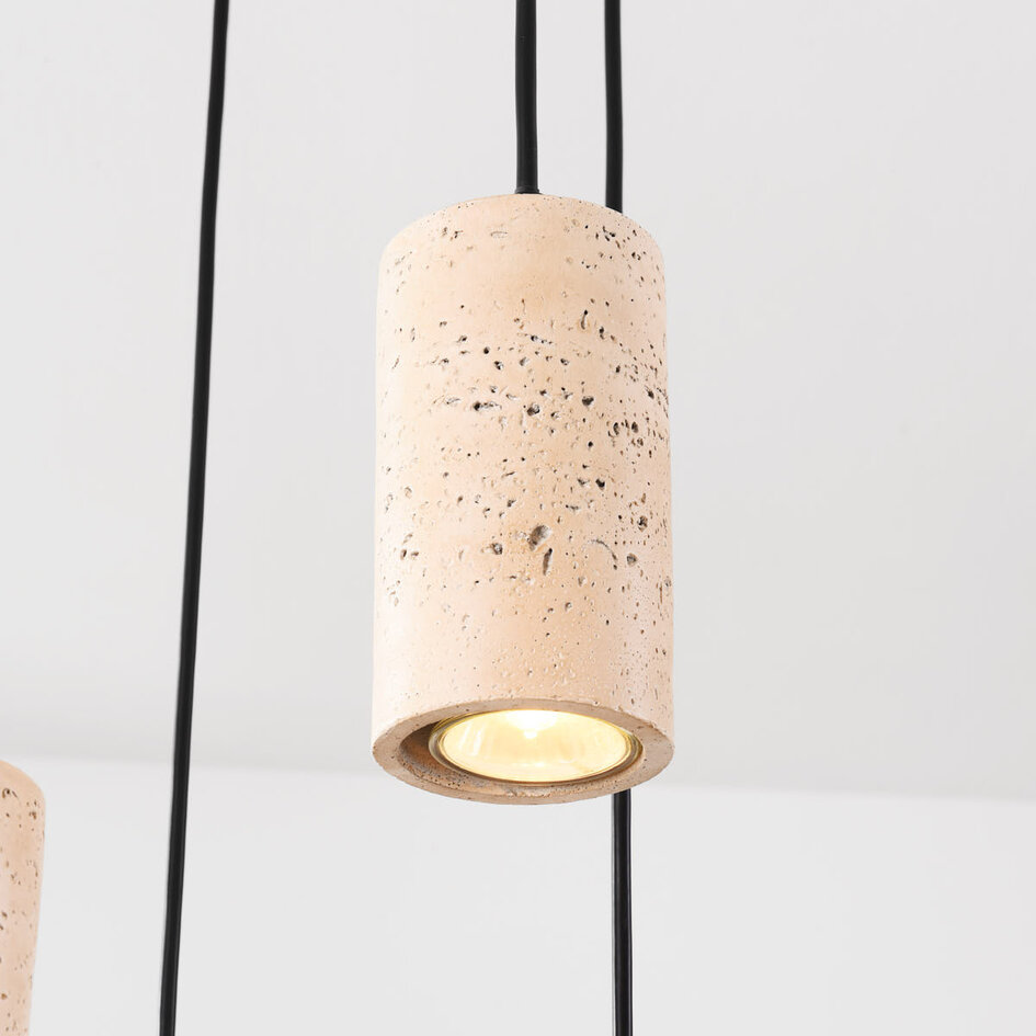 Hanglamp Velin met vijf spots in warme travertinlook