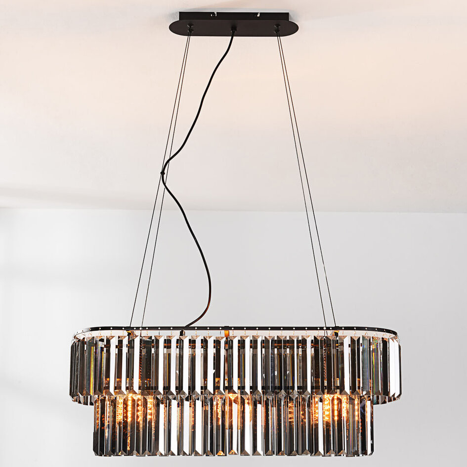 3-lichts luxe hanglamp Kristo met smoke kristalglas