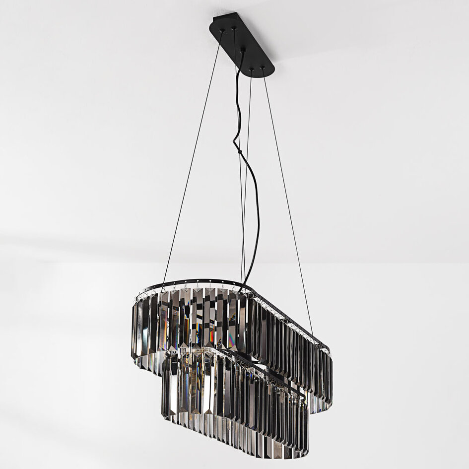 3-lichts luxe hanglamp Kristo met smoke kristalglas
