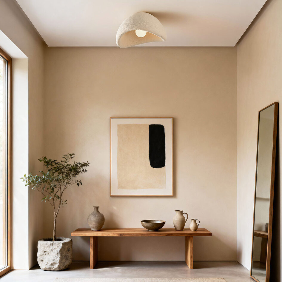 Wabi Sabi plafondlamp Concrete Aura 40 x 28 cm in zandbeige