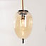 4-lichts hanglamp Delia met smoke- en licht amber glas en gouden accenten