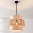 Boho hanglamp Nyra - beige textiel met gevlochten koord