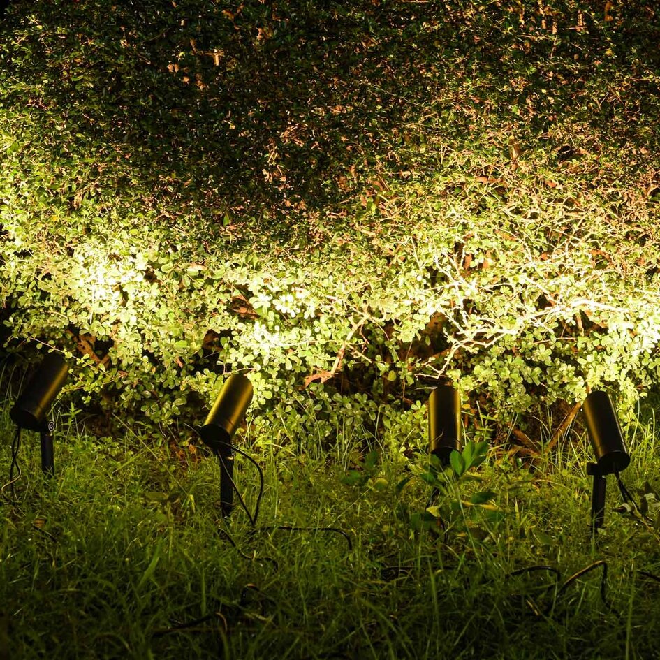 Set van 6 moderne, kantelbare tuinspots met afstandsbediening – zwart met dimbare LEDs