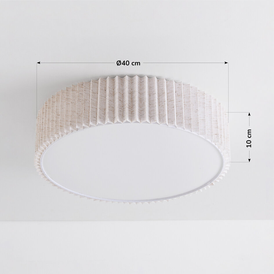 Plafondlamp Vexel met geplooide kap Ø40 cm - gebroken wit